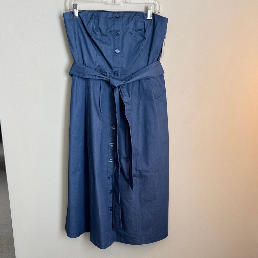New York & Company Blue A-Line Strapless Dress
